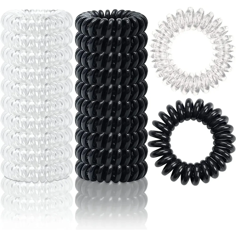 10/20/30Pcs 대형 나선형 헤어 타이 30mm 나선형 헤어 밴드 코일 헤어 밴드 전화 코드 Bobbles, No Trace Strong Hold 방수