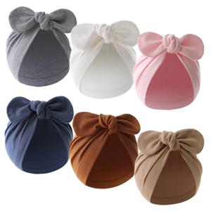 Turban 아기 소녀 소년 모자 귀여운 꽃 매듭 토끼 귀 모자 면화 신생아 비니 모자 유아 유아 헤어 액세서리