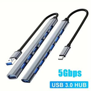 7 포트 USB 3.0 유형 C 허브 확장기 분배기 노트북 PC 하드 드라이브 마우스 키보드 용 고속 OTG 어댑터 도킹 스테이션