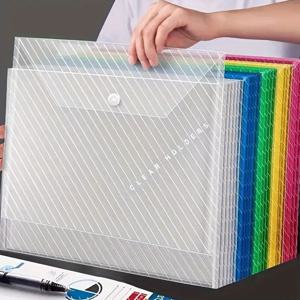 10Pcs A4 투명 파일 가방 플라스틱 문서 보관 가방 학생 주최자 정보 포켓 폴더 편지지