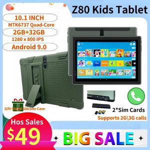 10.1인치 타입C 3G 키즈용 안드로이드 9.0 태블릿, 2GB 램, 32GB 저장용량, MTK6737 쿼드코어, 1280x800 IPS 화면, 6000mAh 배터리, 실리콘 케이스 포함 선물
