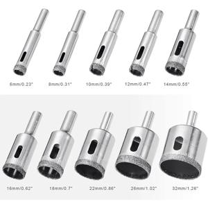 10pcs 6-30mm 다이아몬드 코팅 구멍 톱 코어 드릴 비트 도자기 타일 대리석 유리 세라믹 절단 도구 드릴
