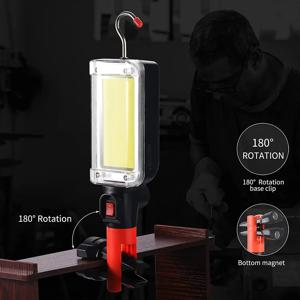 AliExpress 컬렉션 1pcs USB 충전식 COB 작업 빛 휴대용 LED 손전등 18650 조정 가능한 2 모드 방수 자석