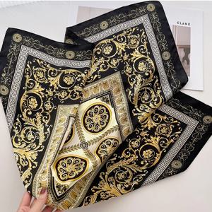 럭셔리 브랜드 Neckerchief 실크 느낌 스카프 여성용 디자인 헤어 밴드 새틴 스퀘어 Headscarf 리본 레이디 손목 핸드 랩 목도리