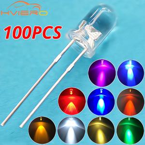 100pcs F5 5mm 라운드 화이트 레드 블루 따뜻한 핑크 UV 워터 클리어 Led 슈퍼 밝은 Ligte 방출 다이오드 6000-6500k 램프 구슬 전구