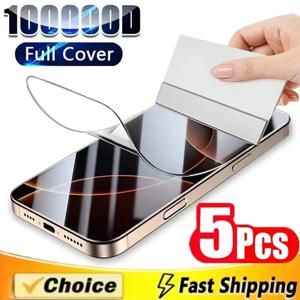 NNBILI 5Pcs 하이드로 겔 필름 IPhone 16 14 13 12 11 15 Pro Max Mini 14 15 16 Plus 화면 보호기 IPhone X XR XS 유리가 아님
