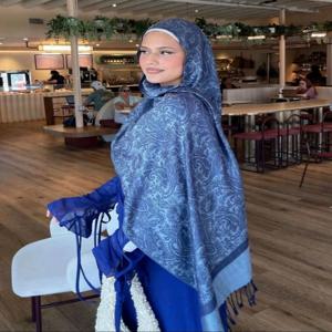 [T003] 1pc 보헤미안 패션 페이즐리 자카드 파시미나 스카프 술 숙녀 Hijab 목도리 랩 겨울 매일 착용에 적합