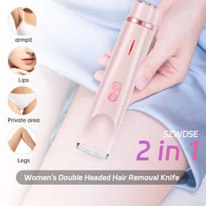 휴대용 여성용 면도기 방수 2 in 1 여성 음모 정리기 무통증 제모기 여성용 전기 바디 쉐이버