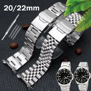 세이코 시계 밴드 용 스테인레스 스틸 스트랩 18mm 19mm 20mm 22mm 24mm Jubilee 곡선 금속 팔찌 남성 여성 밴드 용 굴 용