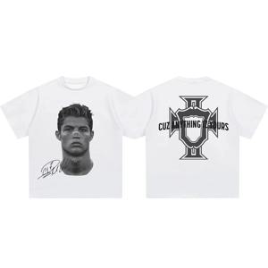 Cristiano Ronaldo Neymar 미식 축구 스타 프린트 코튼 반팔 티셔츠 남성 여성 의류 프린트 패션 Oversize Tee