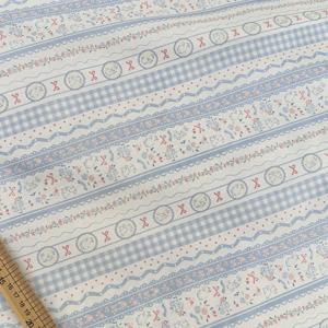 DIY 홈 장식 및 의류 제작을 위한 파란색과 흰색 줄무늬 물방울 무늬와 섬세한 레이스 패턴이 있는 100% 면 원단