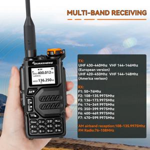Quansheng Uv K5 장거리 공기 듀얼 밴드 양방향 라디오 5W 고출력 1600Mah 휴대용 200 채널 무료 Tpye-C 케이블