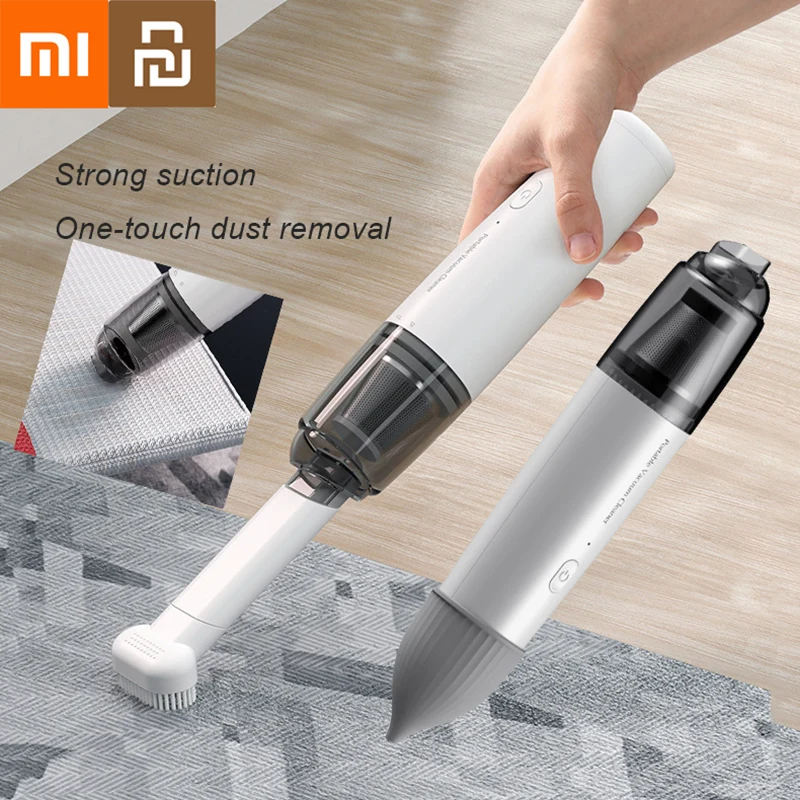 Xiaomi Youpin 진공 청소기 자동차 홈 휴대용 핸드 헬드 무선 충전 금속 필터 요소 브러시 헤드가있는 미니 고전력