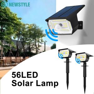 56 LED 태양 풍경 스포트라이트 야외 방수 모션 센서 3 모드 태양 벽 정원 전원 조명 마당 베란다 통로