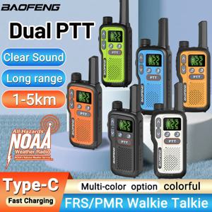 2PCS Baofeng BF-T18 미니 듀얼 PTT 워키 토키 PMR FRS NOAA 손전등 VOX 캠핑 여행을위한 Protable 장거리 햄 라디오