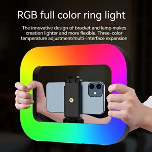 RGB 핸드 헬드 링 필 라이트 휴대용 휴대 전화 라이브 특수 충전식 사진 조명 데스크탑 셀카 라이트 aro de luz