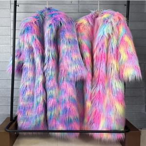 ZADORIN 130cm 패션 레인보우 옷깃 긴 가짜 모피 코트 여성 겨울 두꺼운 따뜻한 모피 자켓 모피 가짜 코트 코트 & 재킷의 새로운
