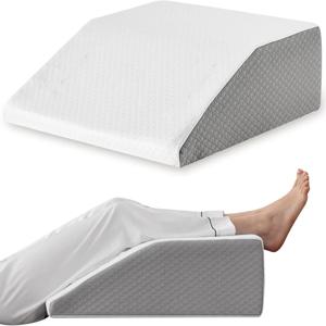 다리 베개, 다리용 8인치 다리 올리기 베개, 휴식, 수면, 옆 수면용 다리 웨지 베개, 메모리 폼 다리 웨지 베개