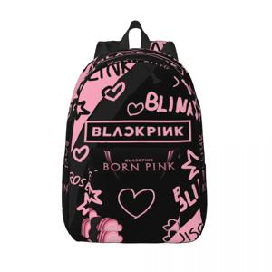 Blacked Pinked Kpop 배낭 남성 여성 캐주얼 학생 작업 Daypack 대학 캔버스 가방 선물