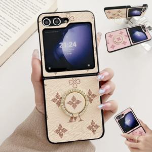 럭셔리 비즈니스 슬레 레트로 패턴 더블 V 폰 케이스 (삼성 갤럭시 Z 플립 7 6 5 4 3 블랙 체인 팔찌 여성용 보호 커버)