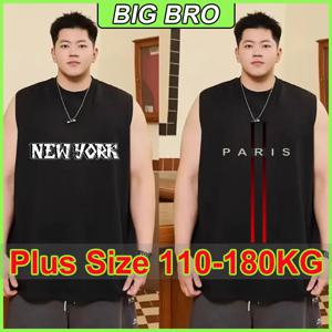 여름 남성 플러스 사이즈 민소매 조끼 6XL-14XL 러닝 탱크 탑 체육관 운동복 피트니스 티셔츠 탑 십대 남성 의류 110-200KG