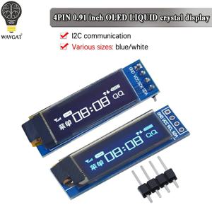 WAVGAT OLED LCD LED 디스플레이 모듈, IIC 통신, 0.91 인치 OLED 모듈, 0.91 인치, 블루 화이트, 128x32, 0.91 인치