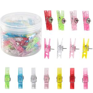 20pcs 코르크 보드에 대 한 다기능 클립 모양의 엄지 압정 투명 플라스틱 푸시 핀 홈 벽 장식 파티 공급