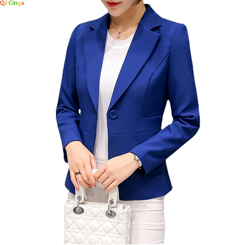 로얄 블루 정장 재킷 여성 세련된 슬림 코트 새로운 가을 여성 블레이저 핑크, 레드, 화이트, 블랙 소녀 탑 리퍼 재킷