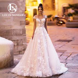 루이 노비아스 로맨틱 웨딩 드레스 여성용 오프 숄더 백리스 아플리케 아가 웨딩 드레스 vestidos de novia
