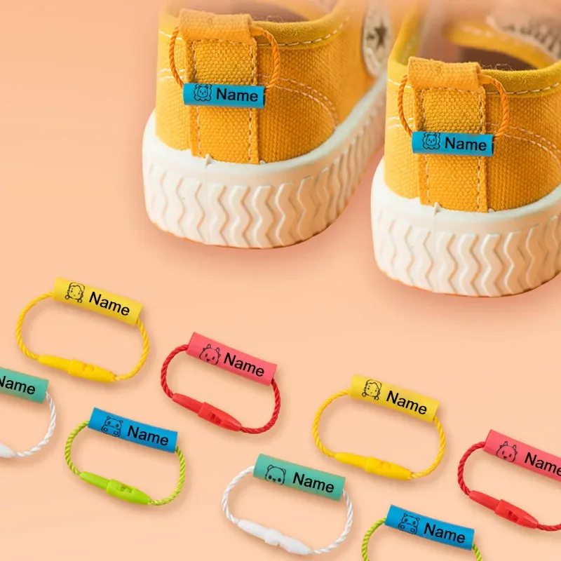 20pcs 아기 신발 Schoolbag 컵 옷 이름 스티커 방수 태그 로프 아기 이름 반지 어린이 사용자 정의 이름 레이블 펜던트
