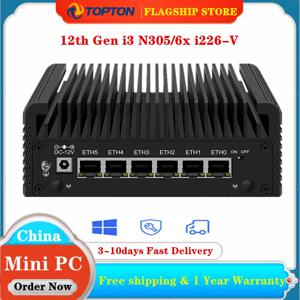 I226-V 팬리스 미니 PC 방화벽 라우터, 6 LAN 2.5G, 인텔 코어 3 N355 N305 N150 N100, DDR5 2xNVMe 1xSATA3.0 C타입 pfSense Proxmox