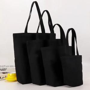 핸드백 블랙 캔버스 핸드백 학생 싱글 숄더 코튼 가방, 대형 쇼핑백, 캔버스 벨트 포켓 화장품 가방, 선물
