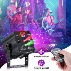 DJ 디스코 레이저 플래시 무대 조명, USB 음성 제어 리모컨, 생일 노래방, 크리스마스 휴일 장식, 홈 파티 조명