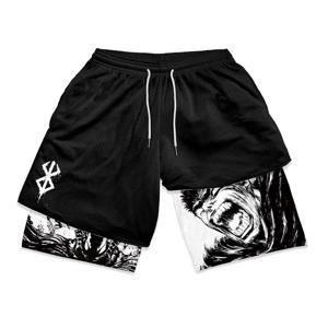 Y2K 여름 남성 streetwear anime berserk 특대 활성 운동 체육관 짧은 바지 훈련 피트니스 운동 트랙 반바지 옷