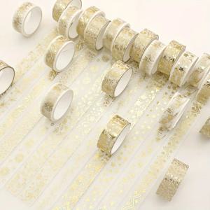 12 롤 핫 스탬핑 황금 식물 꽃 Washi 테이프 세트 금박 장식 접착 테이프 DIY 스티커 Scrapbooking 편지지