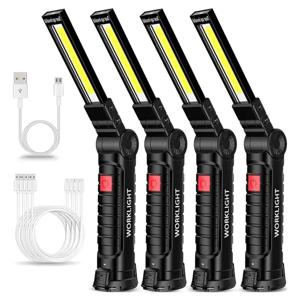 COB LED 접는 손전등 휴대용 자기 작업 빛 랜턴 USB 충전식 비상 수리 후크와 캠핑 토치 램프