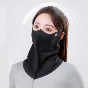 아이스 실크 자외선 차단 햇빛가리개 페이스 마스크, 시원한 3D 통기성 마스크, 방진 목 보호, 사이클링 스카프