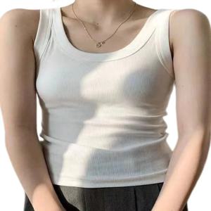 여성 스퀘어 칼라 와이드 스트랩 피트니스 섹시한 니트 탱크 탑 캐미솔 솔리드 컬러 통기성 쿨 조끼 여름 트렌드 탑 여성