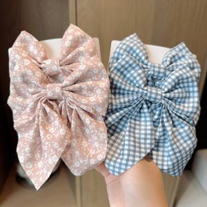 2PC 봄 여름 여성 어린이 새로운 꽃 인쇄 활 헤어 클립 신선한 귀여운 머리 핀 바레트 머리 장식 소녀 헤어 액세서리