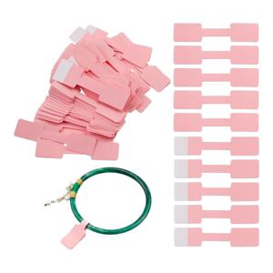 100Pcs 1.2x6cm 직사각형 핑크 교수형 레이블 접이식 태그 쥬얼리 팔찌 목걸이 디스플레이에 대 한 자기 접착 바벨 스티커