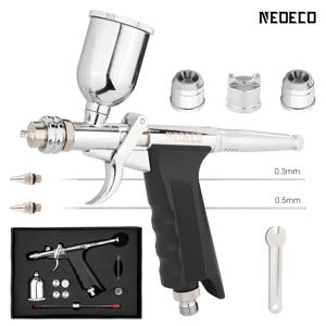 중력 피드 듀얼 액션 권총 그립 에어 브러시 트리거 형 팬 스프레이 에어 브러시 0.3mm/0.5mm 15CC 자동차 모델 용 유체 컵 DIY