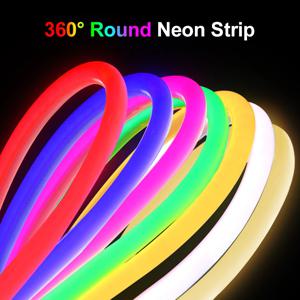 360 라운드 튜브 220V 유연한 로프 빛 120leds/m LED 네온 라이트 스트립 차가운 흰색/자연 흰색/빨간색/녹색/파란색/분홍색 방수