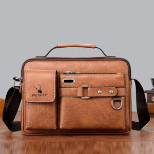 남자 빈티지 어깨 가방 Pu 가죽 비즈니스 메신저 가방 남자 패션 작은 남성 Crossbody 가방 핸드백 2024 새로운