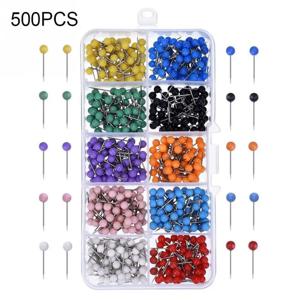 지도 압정 푸시 핀 플라스틱 헤드, 강철 포인트, 4mm 11mm 코르크 보드, 안전 컬러 압정 사무실 학교 용품, 500 개/세트