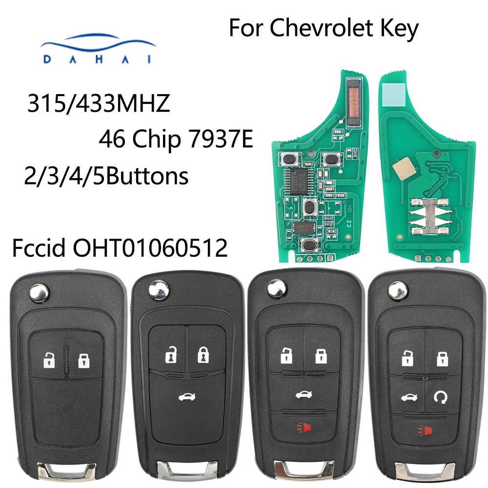 다하이 OHT 01060512   Chevrolet Cruze Camaro Malibu Sonic Opel GMC 용 원격 자동차 키 2B/3B/4B/5B Fob 5B 315MHz/433MHz ID46 7941
