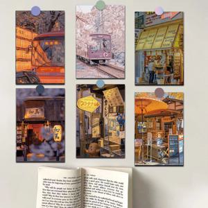 10PCS 일본식 이자카야 포스터 스티커 향수 10×15CM DIY 홈 장식 룸 커피 거실 벽 예술 그림 미적