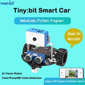 Microbit Tiny:bit Plus 스마트 카 와이파이 카메라 모듈, AI 비주얼 로봇 지지대, MakeCode/Python 프로그램, FPV 리모컨, ESP32