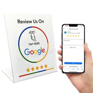 NFC 프로그래밍 가능 구글 검토 카드 스테이션 테이블 탭 카드, NFC215 칩, 504 바이트 RFID NFC 구글 검토 스탠드 디스플레이, 13.56Mhz
