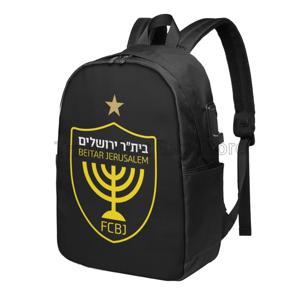 Beitar Jerusalem FC 축구 배낭, 경량 학교 대학 책가방, 캐주얼 학생 여행 노트북 데이팩, USB 포트 포함, 17 인치