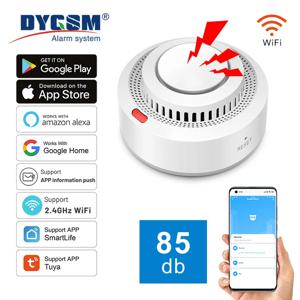 Tuya 스마트 WiFi 연기 감지기 화재 방지 연기 감지기 85dB 사운드 보안 시스템 소방관 Smartlife APP 제어